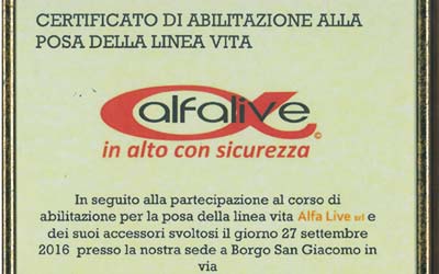 Certificato di abilitazione alla posa della linea vita